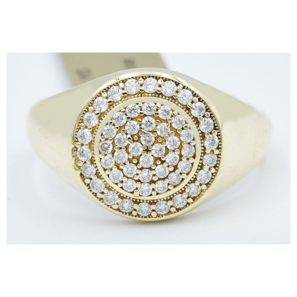 White Sapphire Men's Ring 10k Solid Yellow Gold